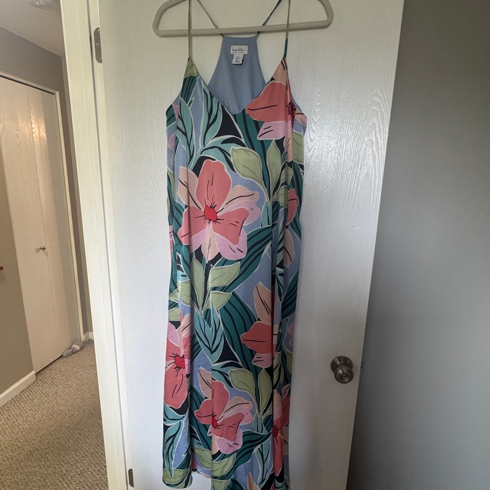 Nicole Miller Floral Maxi Dress in Pink and Green